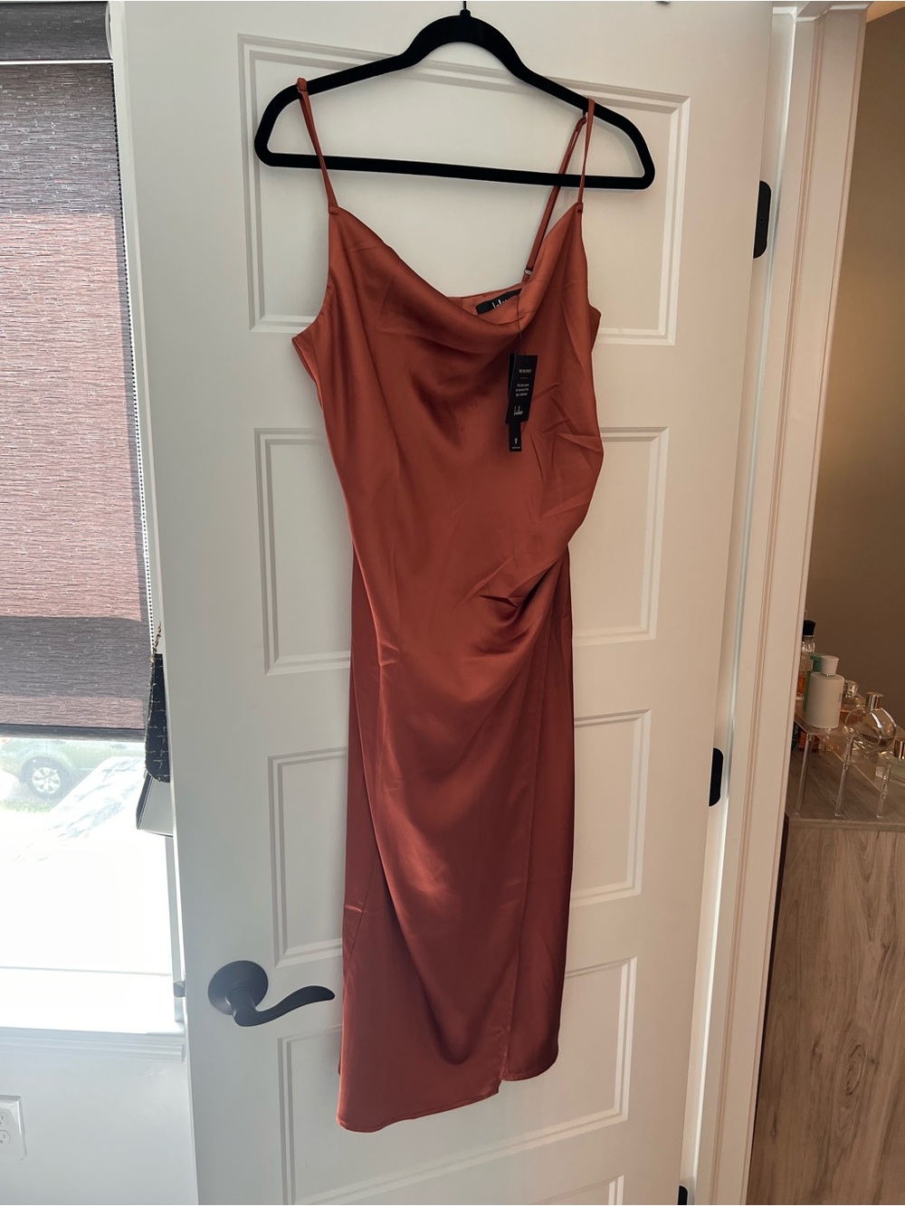 NWT Lulus Hollywood Woman Bronze Satin Midi Dress M